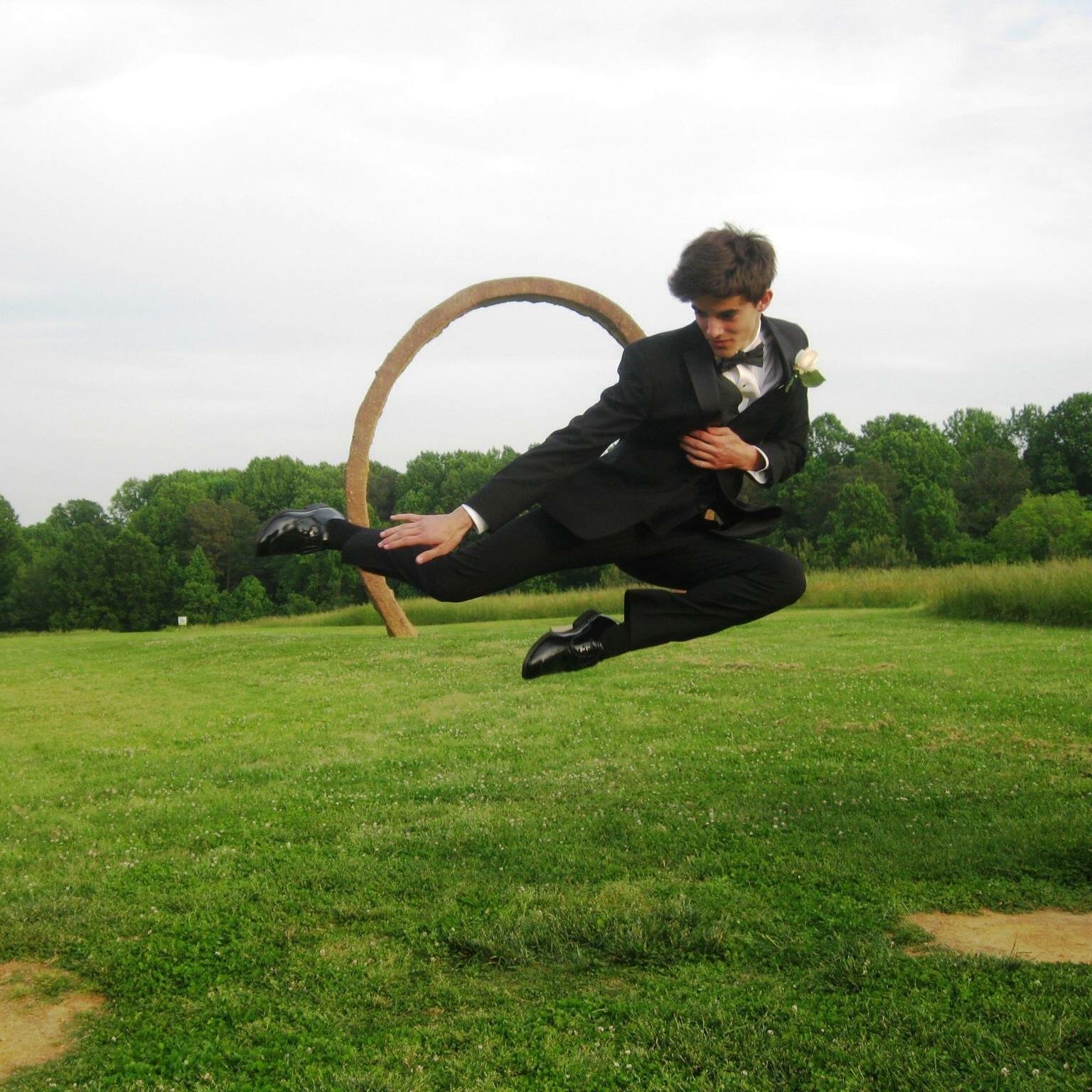 Amazing Jump Side Kick in Tux